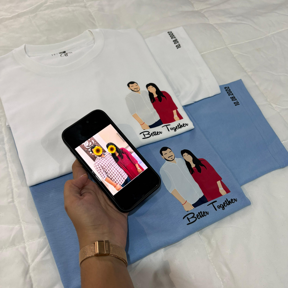 Custom Illustration Oversized Fit Couple Tshirt