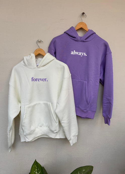 Forever and Always Duo Hoodies (Off White/Lavender)