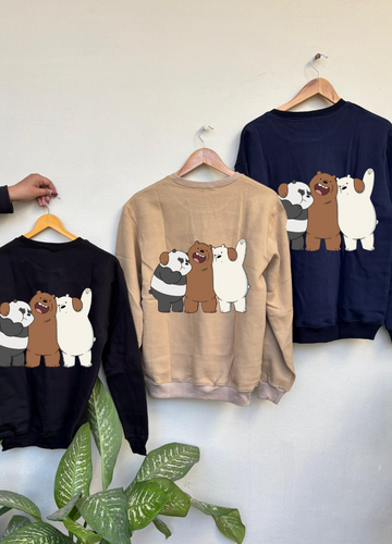 Bare Bears Trio Regular Sweatshirts (Black/Beige/Navy)