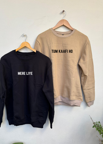 Mere Liye Tum Kaafi Ho Regular Sweatshirts (Black/Beige)