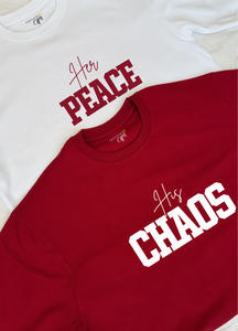 Oversized Her Peace His Chaos Couple T-shirt Combo