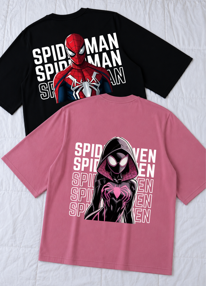 Oversized SpiderMan and SpiderGwen T-shirt Combo