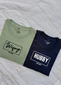 Wifey and Hubby Matching Oversized T-shirts (Sage green/Black)