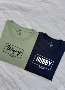 Wifey and Hubby Matching Oversized T-shirts (Sage green/Black)