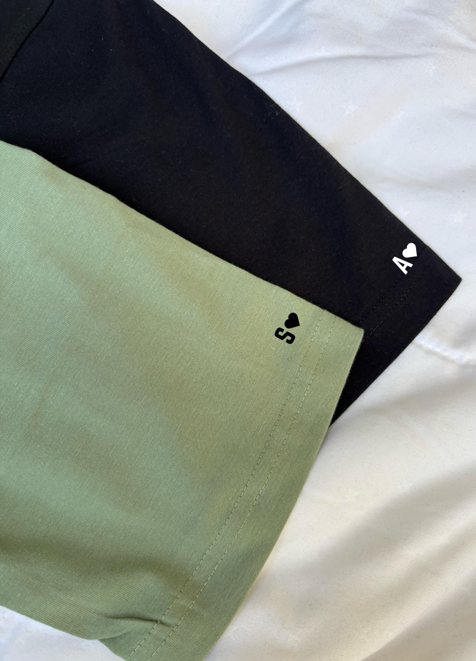 Wifey and Hubby Matching Oversized T-shirts (Sage green/Black)