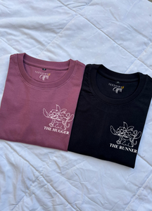 The Hugger & The Runner Oversized T-shirts (Plum/Black)