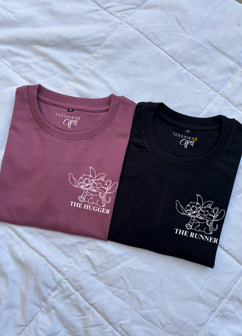 The Hugger & The Runner Oversized T-shirts (Plum/Black)