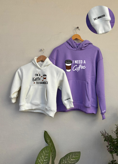 I'm a LATTE to Handle Family Hoodies (Off White/Lavender)