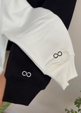 Personalized Line Art Oversized Sweatshirts with Custom Date (Off White/Black)
