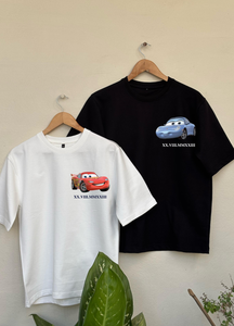 Oversized Lightening McQueen and Sally Couple T-shirt Combo