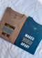 Oversized Nothing Makes Sense When We're Apart T-shirts (Beige/Teal)