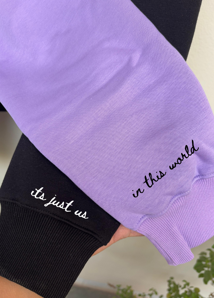To the Moon and Back Duo Oversized Hoodies (Lavender/Black)