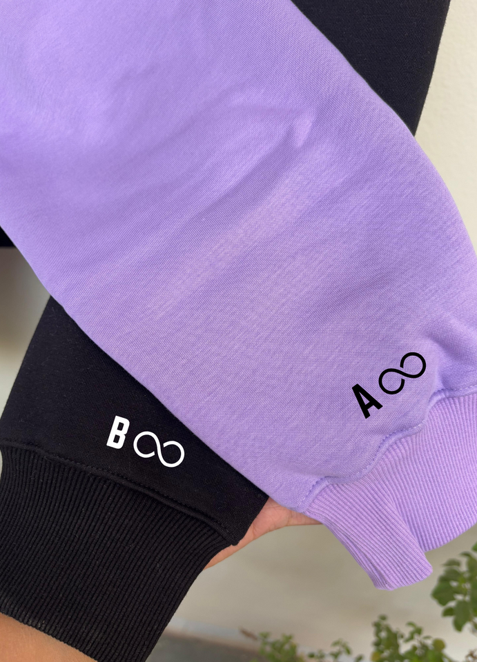 To the Moon and Back Duo Oversized Hoodies (Lavender/Black)
