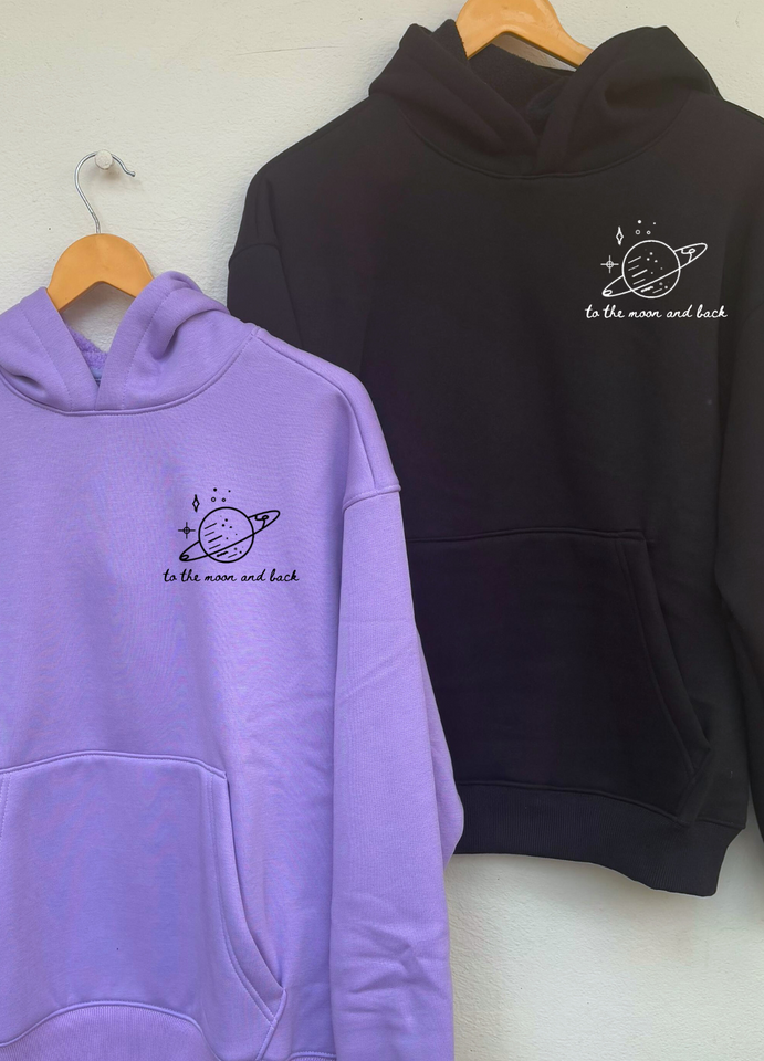 To the Moon and Back Duo Oversized Hoodies (Lavender/Black)