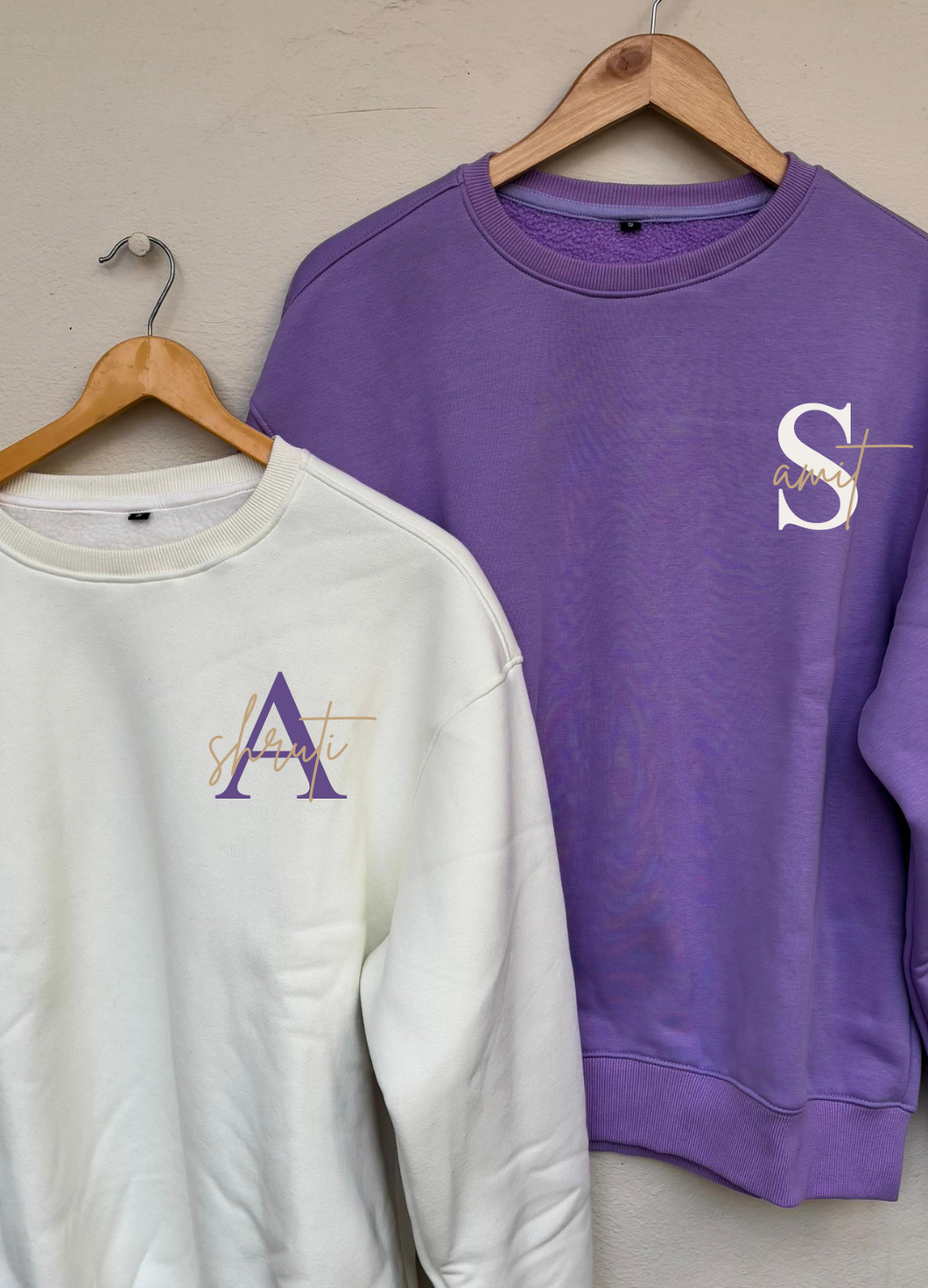 Custom Name Oversized Sweatshirts (Off White/Lavender)