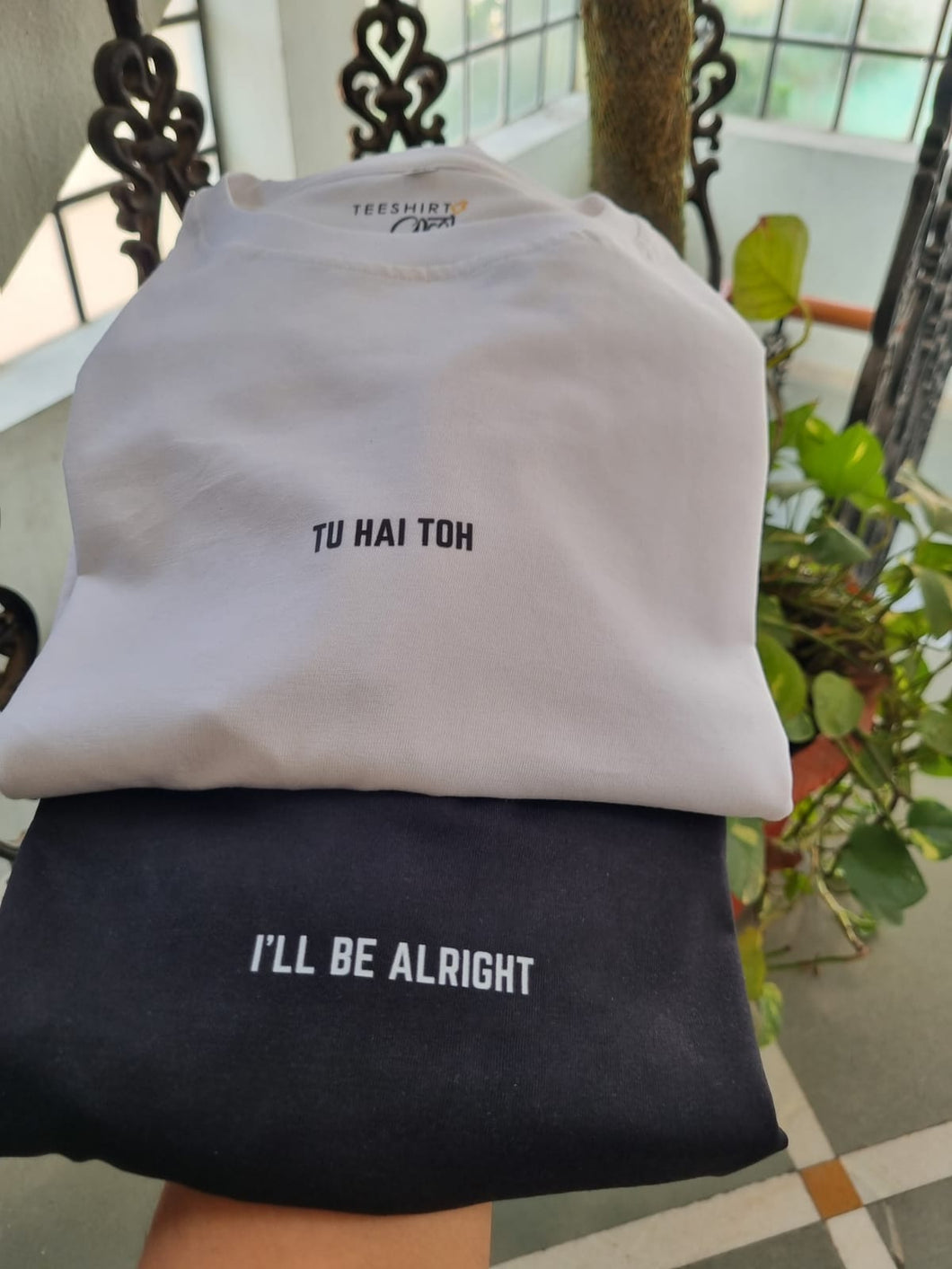 Regular Matching Tshirt Set - B/W Tu hai Toh I'll Be Alright