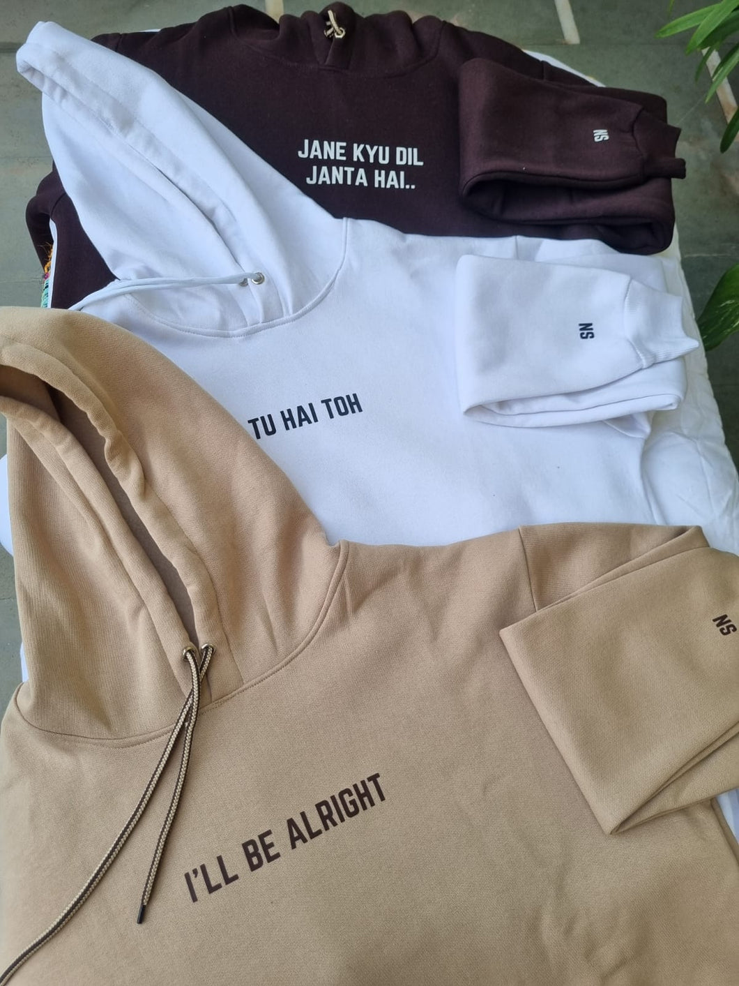 Custom Trio Hoodie - Brown, White and Camel