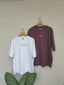 Oversized Matching Tshirt Set - White/Plum Tu hai Toh I'll Be Alright