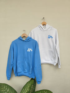 Custom Matching Hoodies set - B*TCH YOU'RE MY SOULMATE-Sky Blue and White