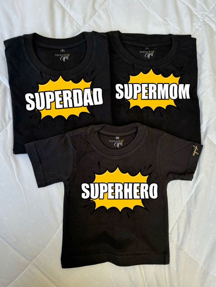 SuperDad SuperMom Family Matching Regular T-shirts