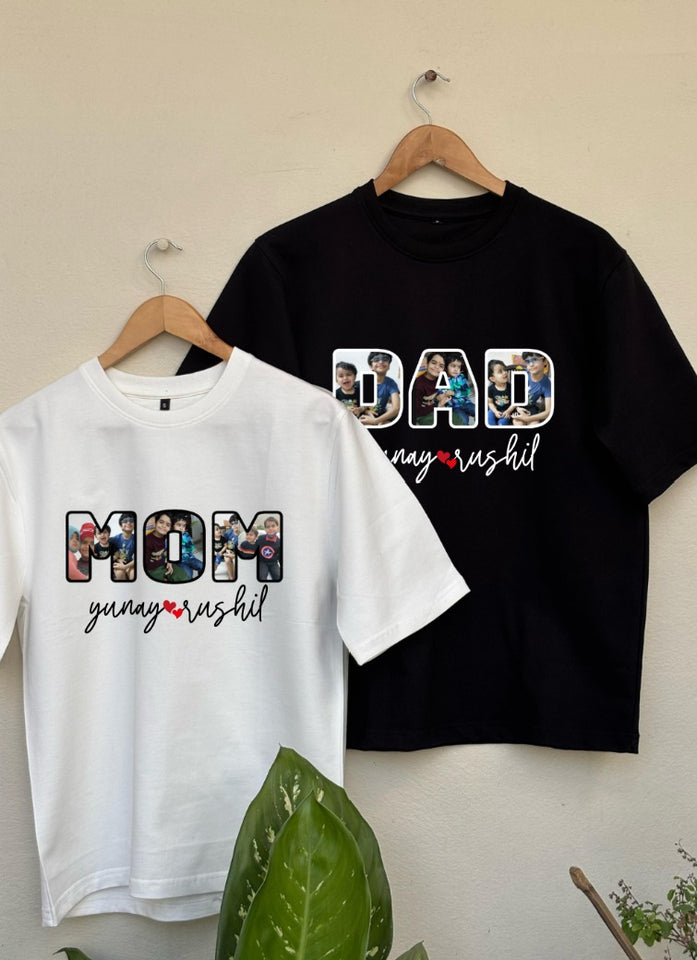 Mom and Dad Custom Photo T-shirt Combo