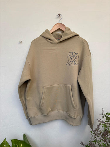 Printed Line Art Oversized Hoodie with Custom Text