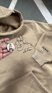 Embroidered Line Art Oversized Hoodie with Custom Text