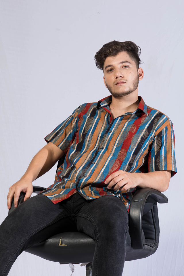 Vertical Stripes Multi-color Half Sleeves Shirt